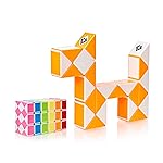 CUBIDI Magic Snake Cube | Fidget Snake Toy for Kids | Travel Toys for Kids Ages 4-8 | Great Gift for Boys and Girls Birthday, Christmas, Stocking Stuffers - 24 Blocks | 0.9 x 0.7 inch | Orange