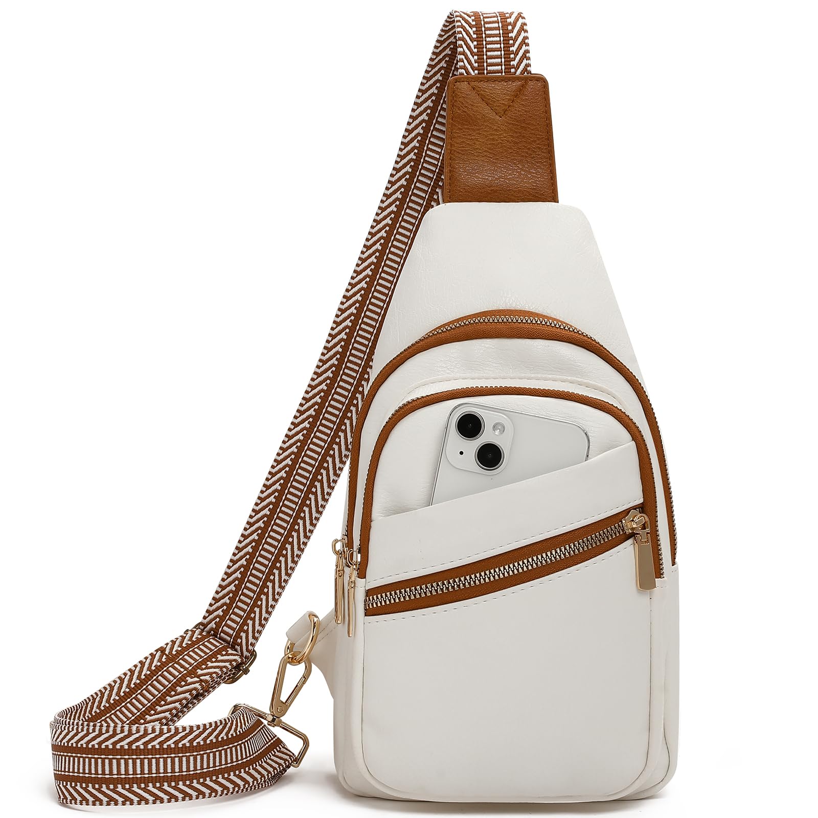 GAEKEAO Crossbody Sling Bag for Women, Leather Crossbody Bags Fanny Packs for Women, Travel Cross Body Bag Chest Bag Womens Crossbody Purse