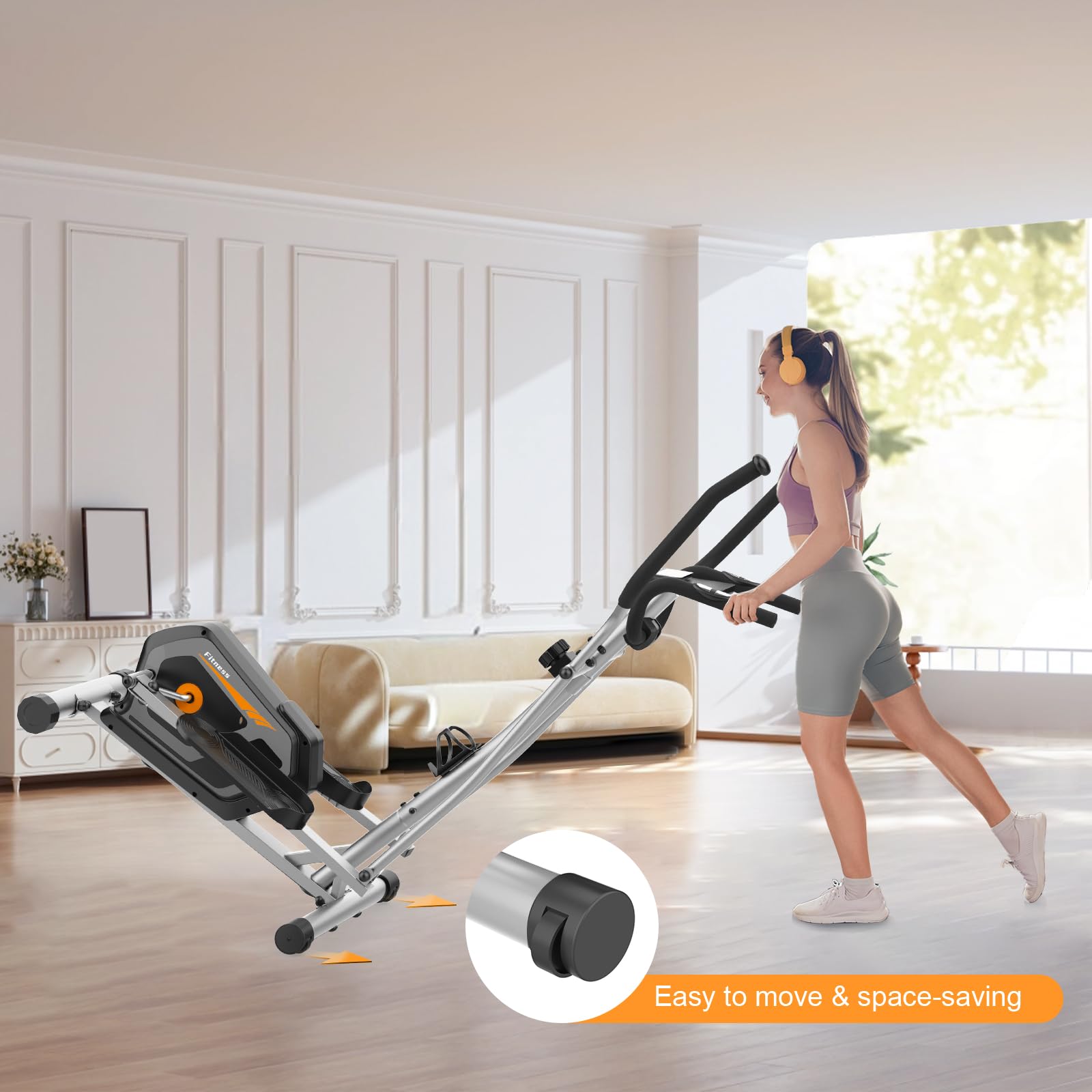 Neezee Crosstrainer für Zuhause mit Bluetooth-App,16-Stufiger Widerstandsstufen,6 kg Magnetischem Schwungrad,Ellipsentrainer mit LCD-Monitor,Pulssensor,Flaschenhalter-Gerätehalterung