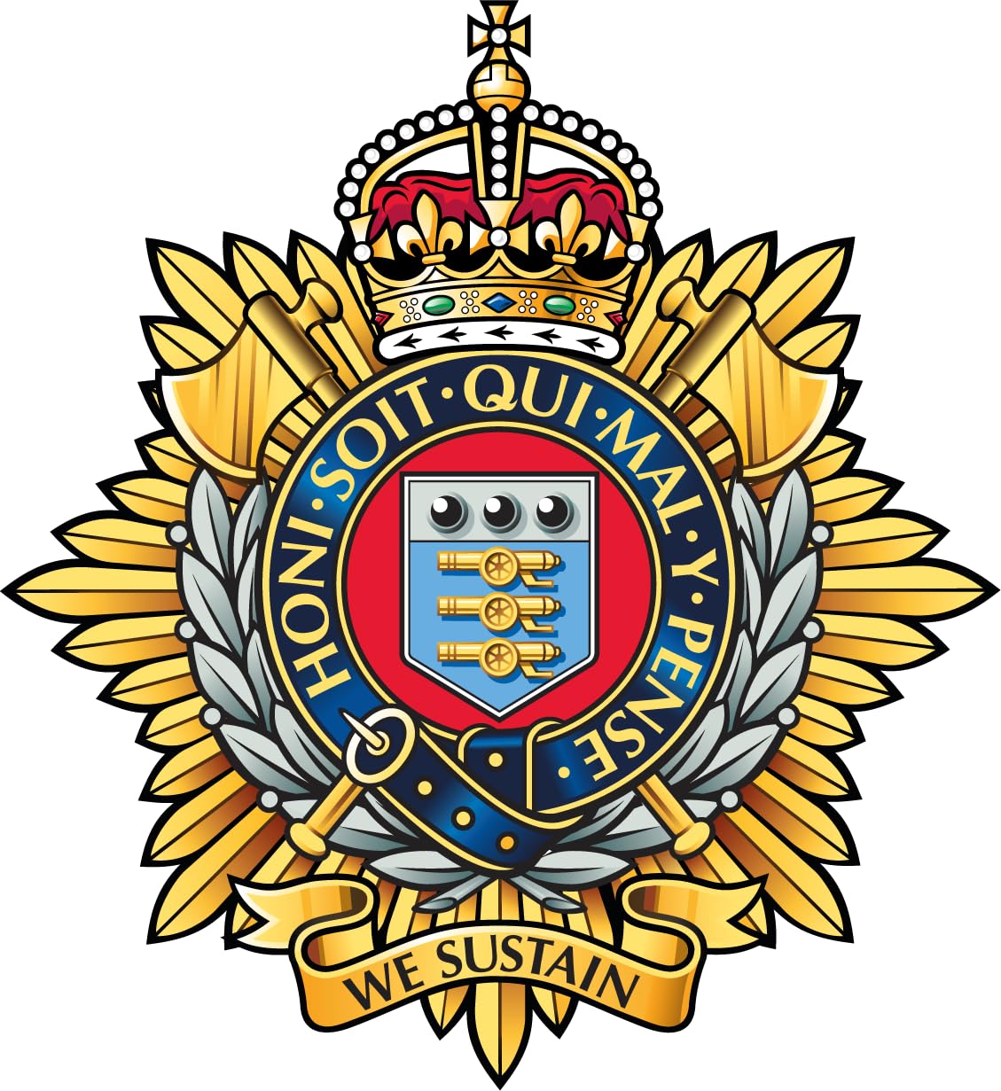 Royal Logistic Corps Tudar Crown (SK22) Military Waterproof Vinyl Stickers Decal RLC Veteran Squaddie Army 150mm x 138mm