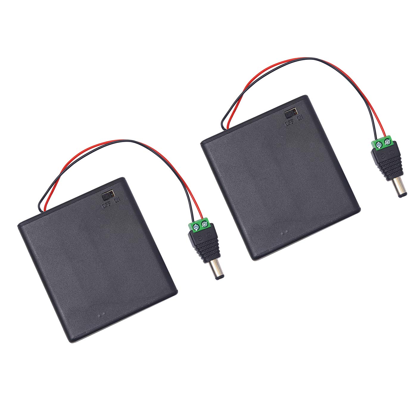 2pcs 4 Cell AA Battery Holder With Cover And On/Off Switch With BNC