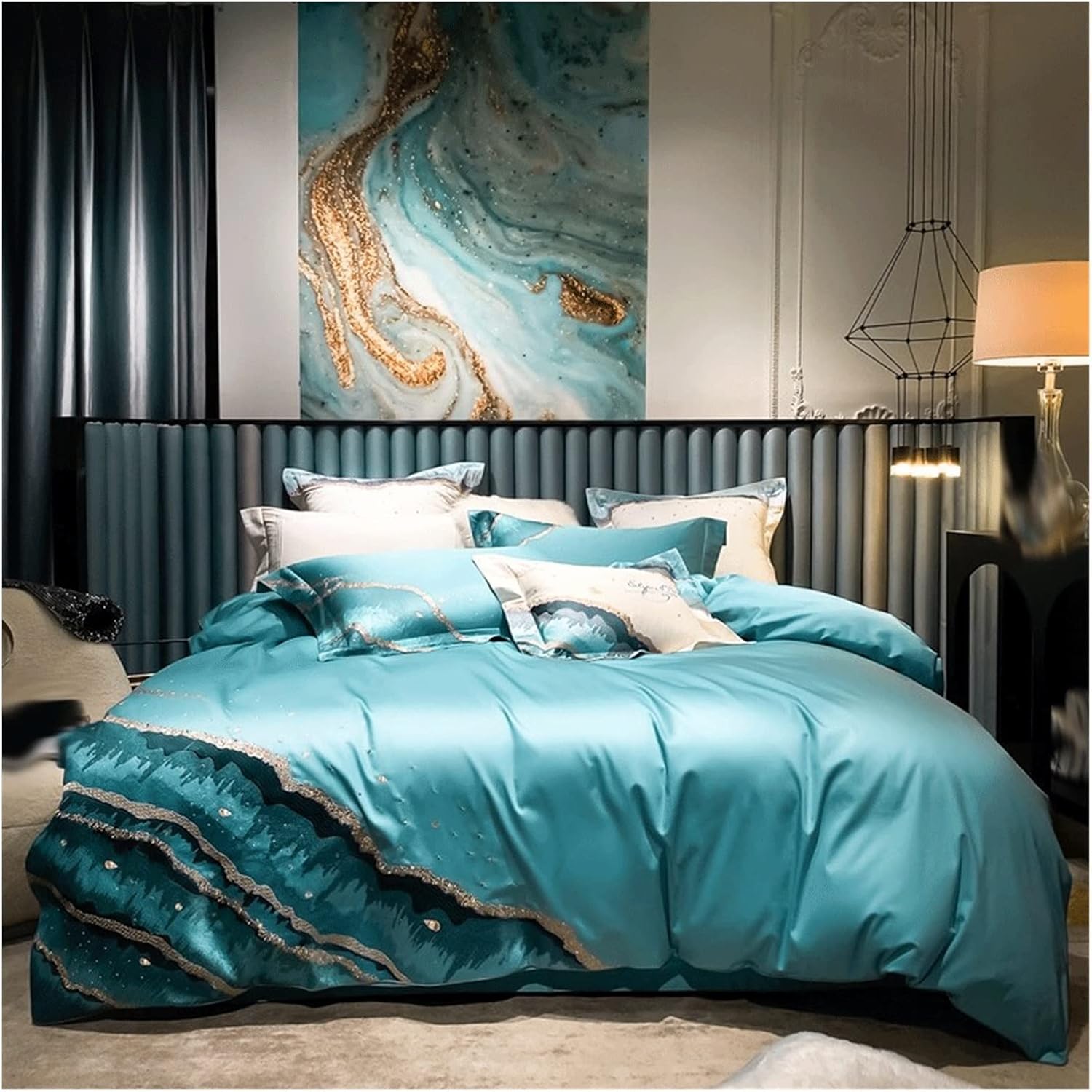 Quilt Sets Bedding Sets 4-Piece Bed Sheet Pillowcase Bed Linings (Color : D, Size : 1.4 * 1.8m)