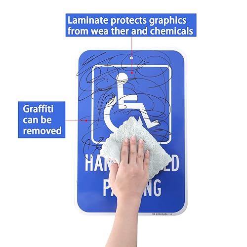 Miniatura 5 de MUXYH Señal de estacionamiento para discapacitados, paquete de 2 letreros de estacionamiento reservado, con imagen de letrero para silla de ruedas,