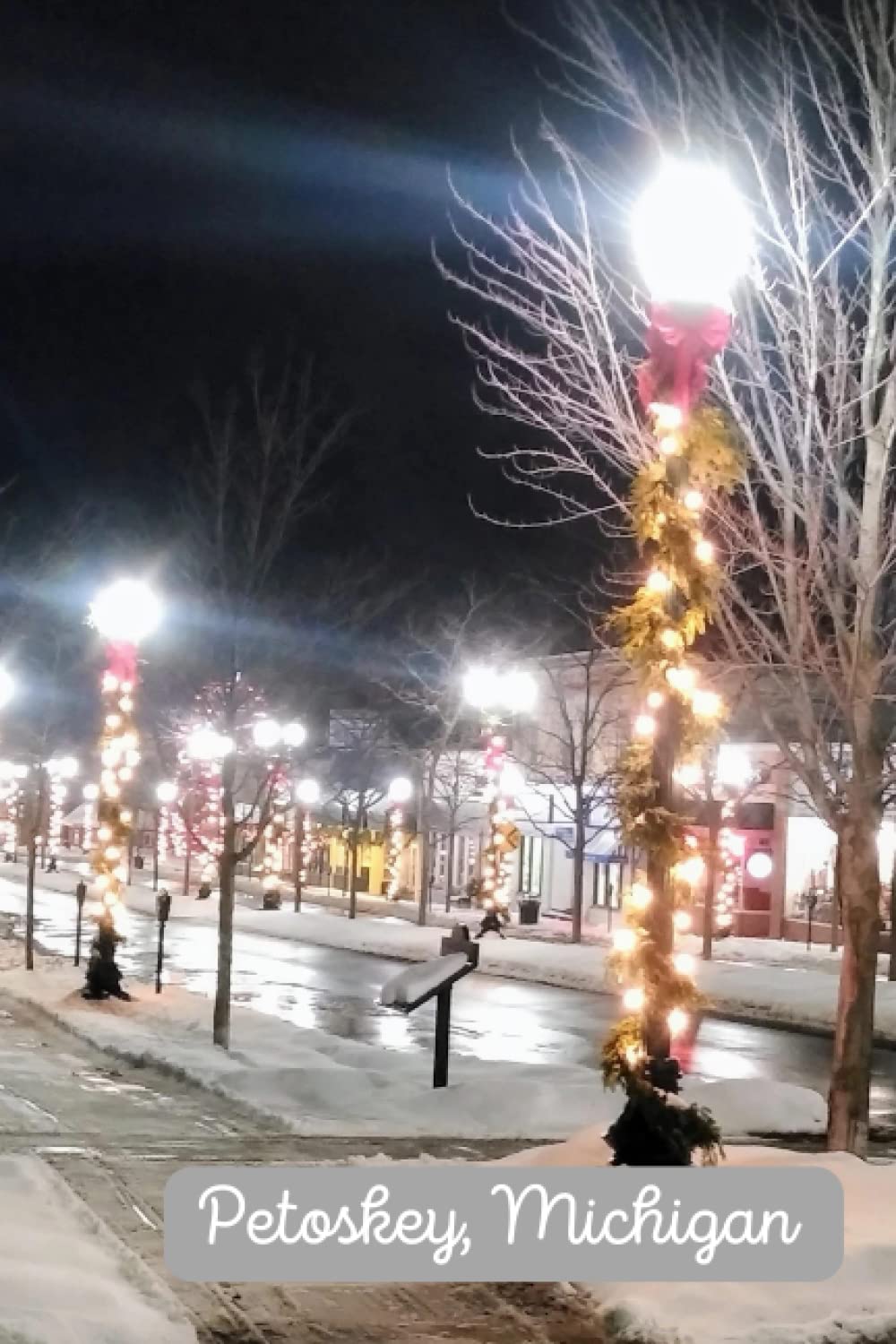 Downtown Petoskey Michigan: Winter scene on Mitchell Street