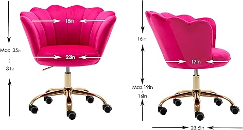 Miniatura 3 de ZOBIDO Cómoda silla de trabajo para la oficina en casa con ruedas, bonita y moderna tapizada de terciopelo con respaldo de concha, silla de