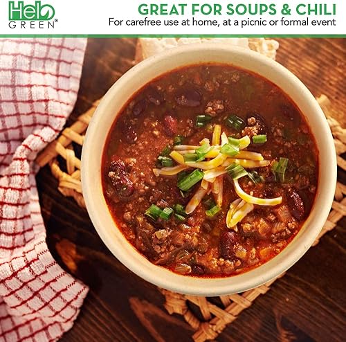 Miniatura 6 de Cuencos de papel 100% compostables de 24 onzas con 50 unidades, ecológicos, biodegradables, desechables, sopa caliente y alimentos fríos, calidad