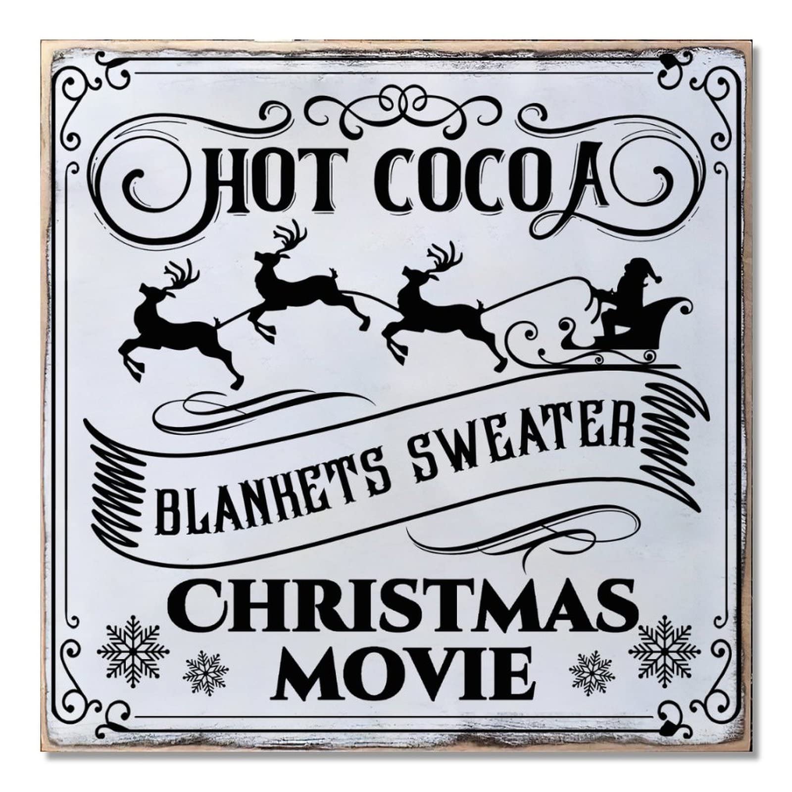 Hot Cocoa Blanket plaque en bois pour votre coin café de Noël 41x41 cm