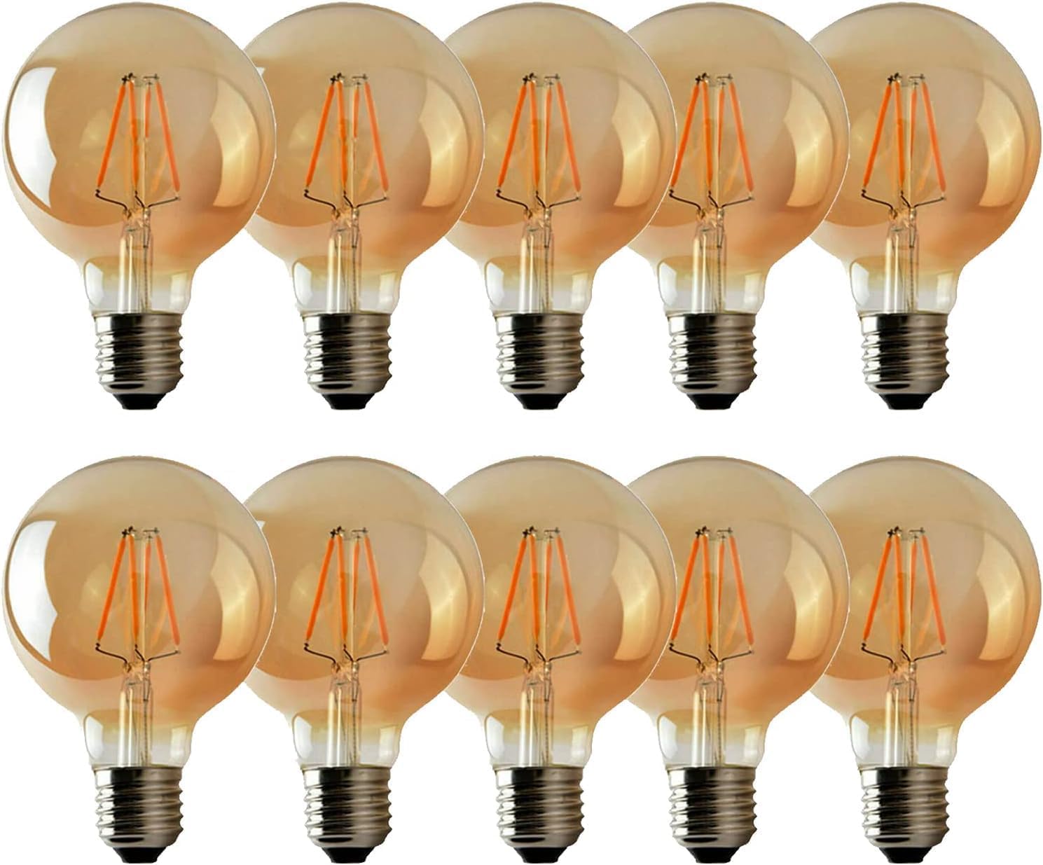LEDSone G95 E27 4W Edison Style LED Filament Classic Globe Shape Light Retro Vintage Bernstein Light Birne 2700K Warm White Screw Bulbs (10er Pack)