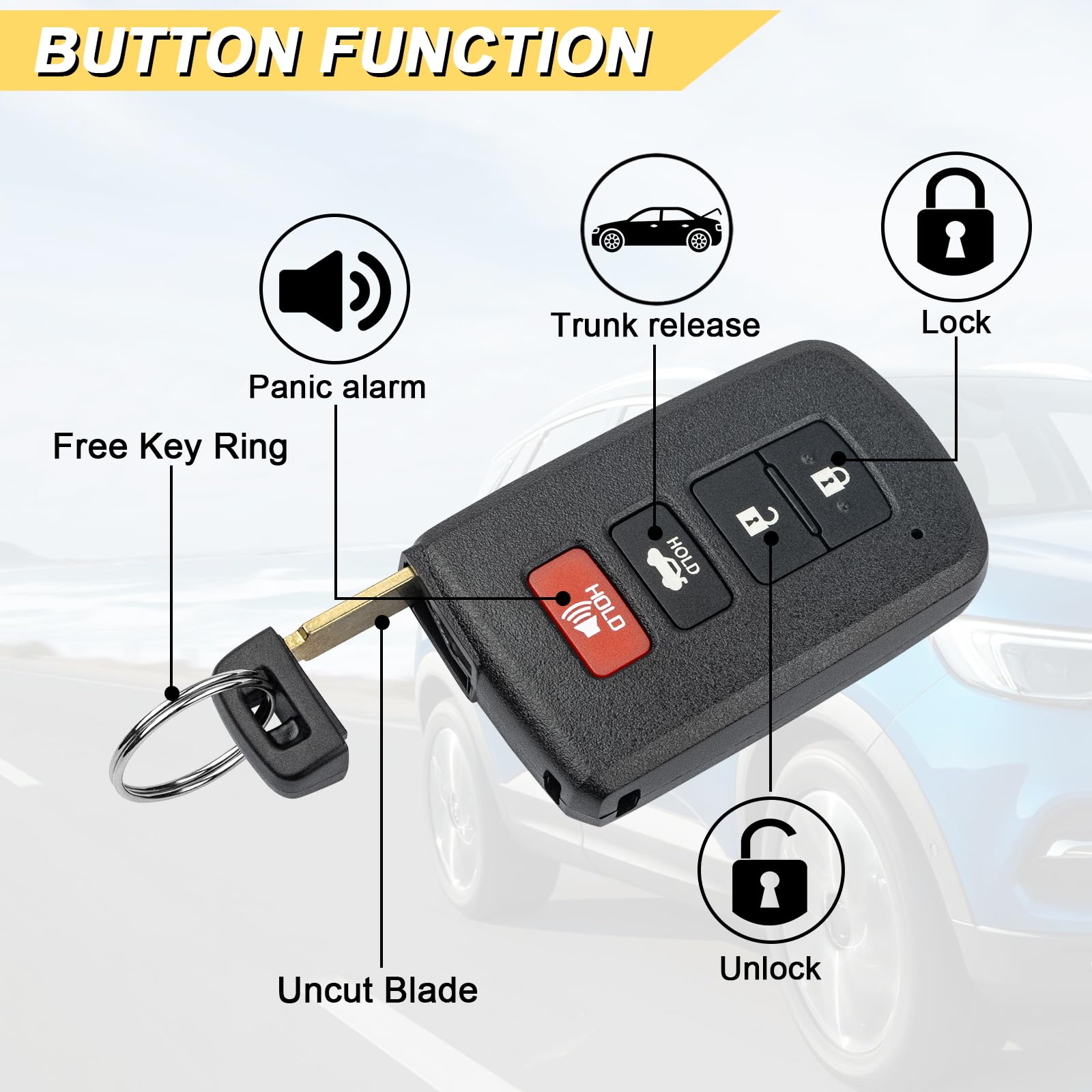Vurkcy Llavero de repuesto para Toyota Camry 2012-2017/Corolla 14-20
