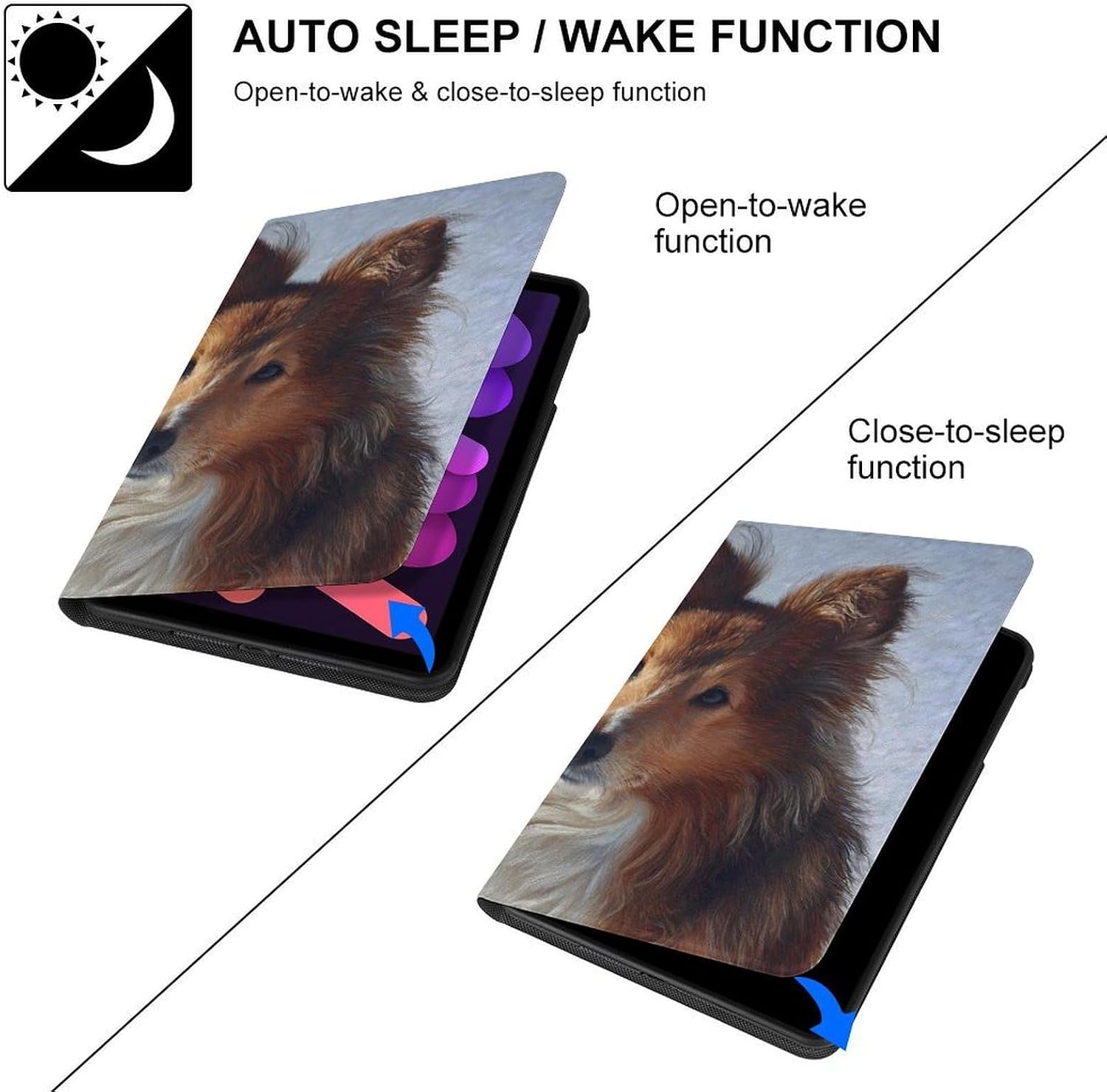 Shetland Sheepdog in The Snowy Fashion Case Protective Cover Adjustable Stand Mini 1/2/3/4/5 (7.9in) image 3