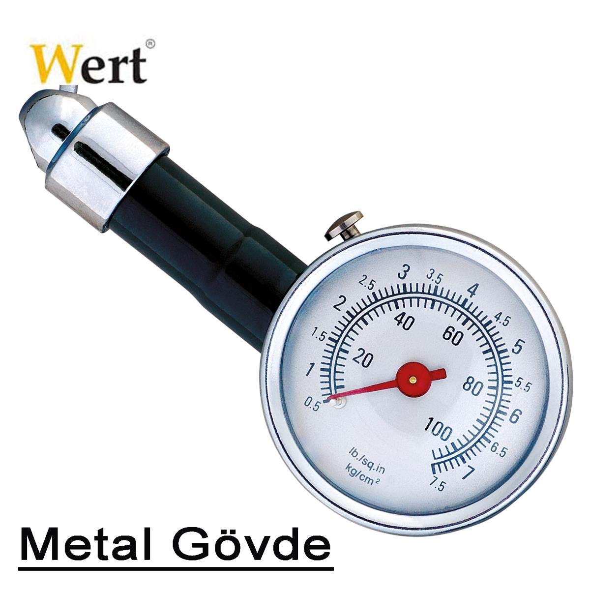 Wert W 2661, Lastik Basınç Ölçer, Siyah, (Metal)