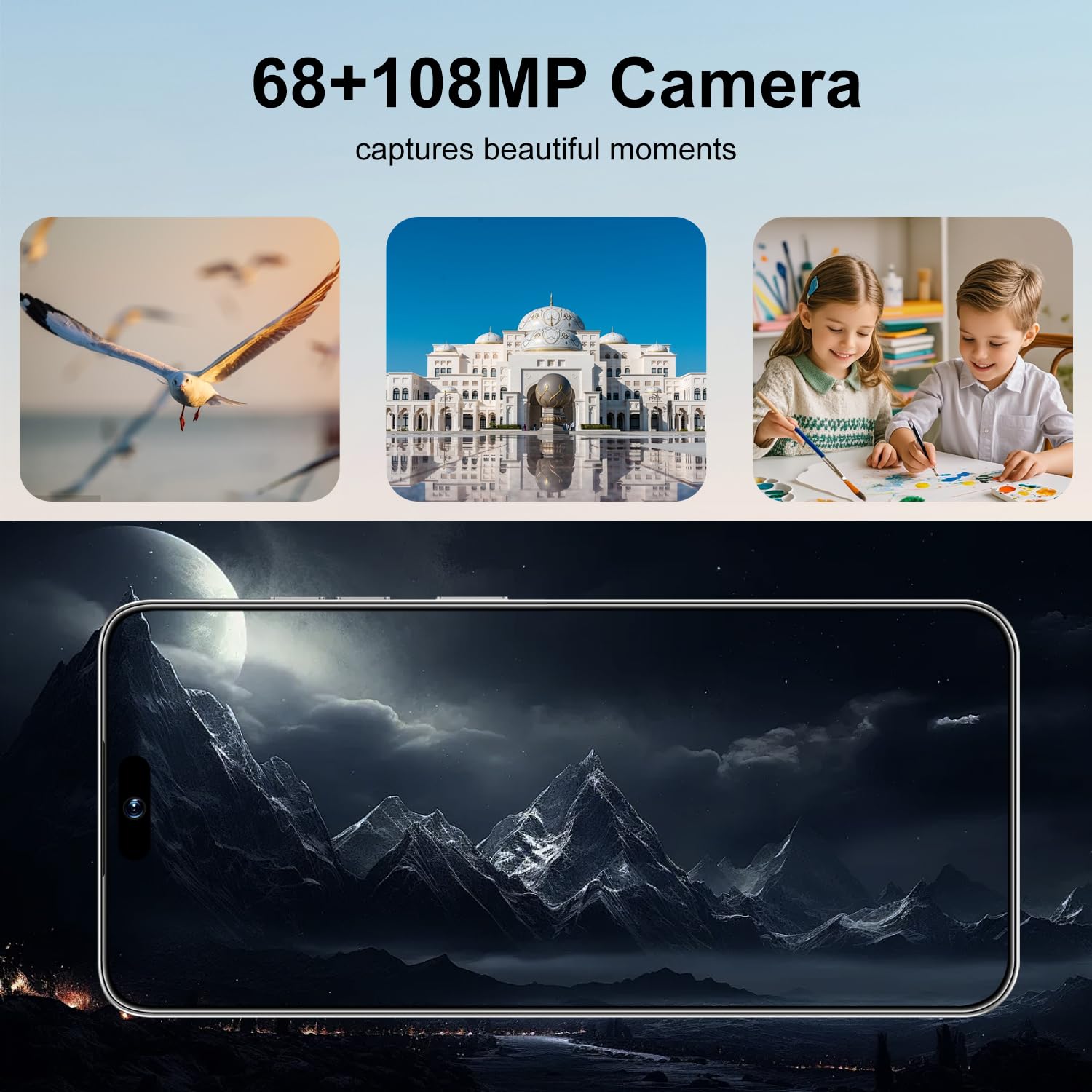 16PROMA X Smartphone: Massive 6.99" FHD+ Screen | Epic 7000mAh Battery Life | 16+512GB Extreme Speed | 108MP Pro Camera | Unlocked Android | Superior to 12GB RAM (White)
