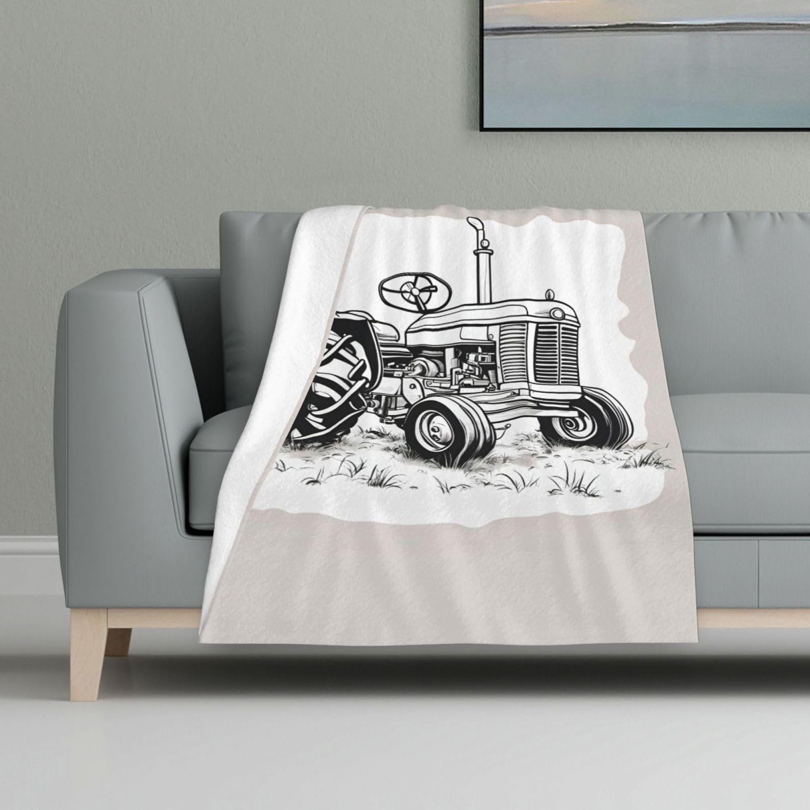 Couverture en flanelle tracteur pour lit et canapé enfant