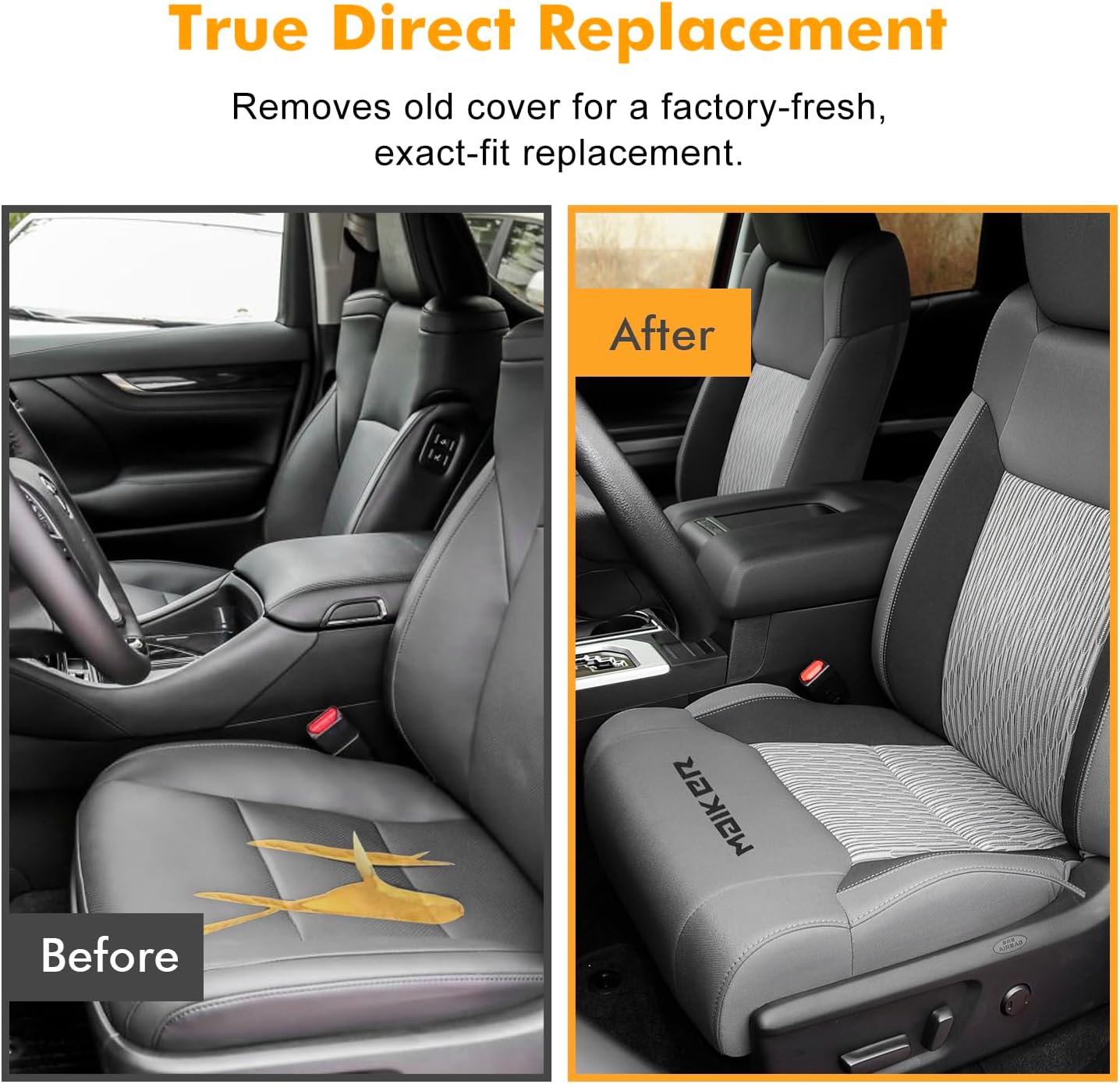 MAIKER OFF ROAD Driver Seat Bottom Replacement Cover, Black Microfiber Leather, OEM Fit, Compatible with Toyota Tundra 2014-2018 Seats