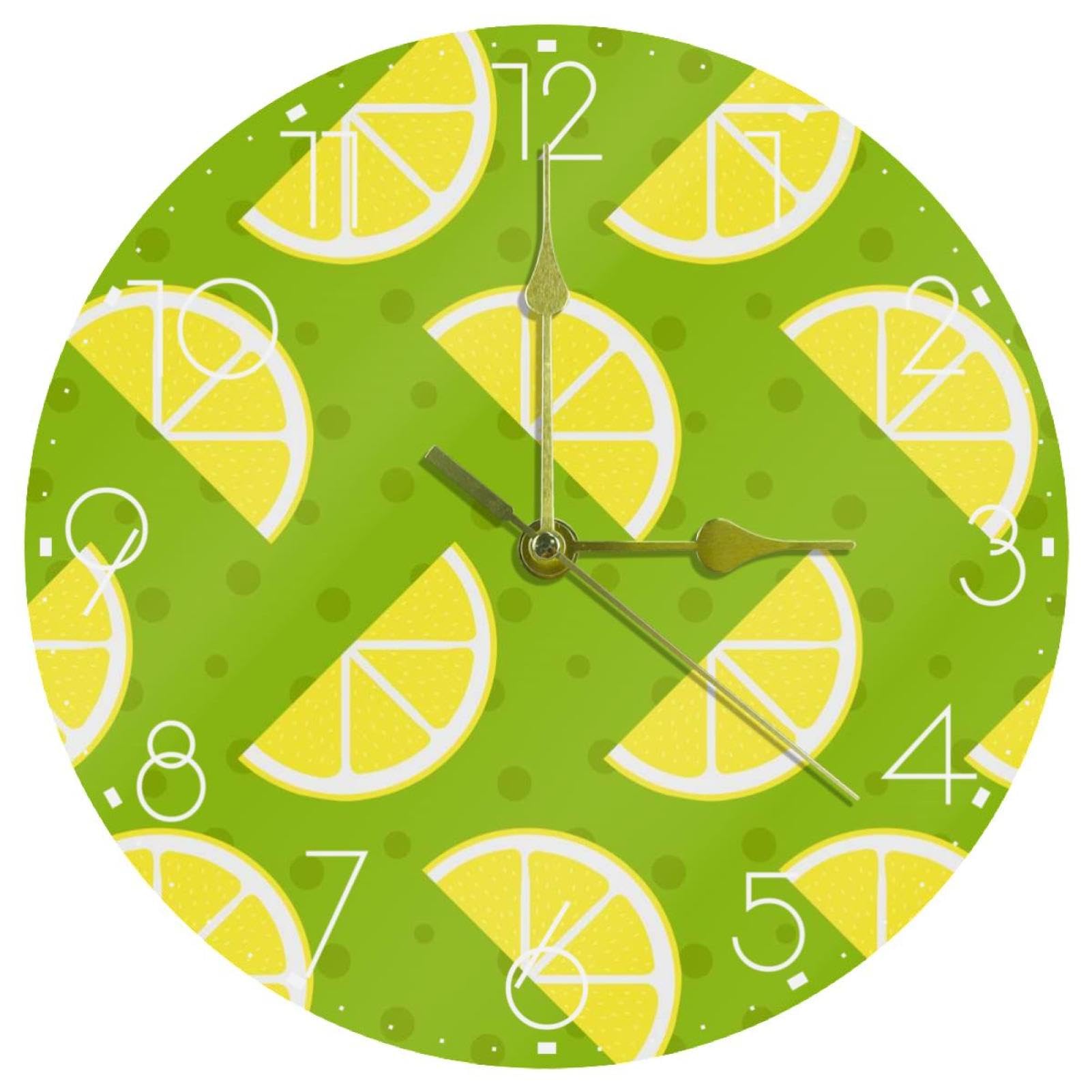 Horloge murale silencieuse en acrylique 25,4 cm motif citron pour decoration de salon
