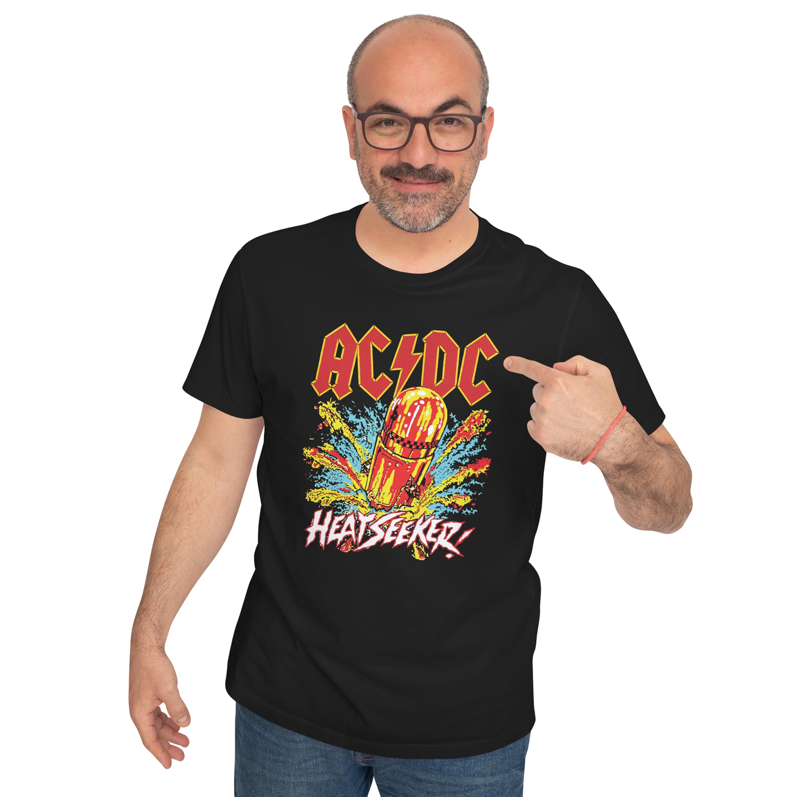 Vintage Rock Heat Seeker Graphic T-Shirt for Men | Retro Electric Explosion Design Black Round Neck Cotton Tee | Music Inspired Streetwear