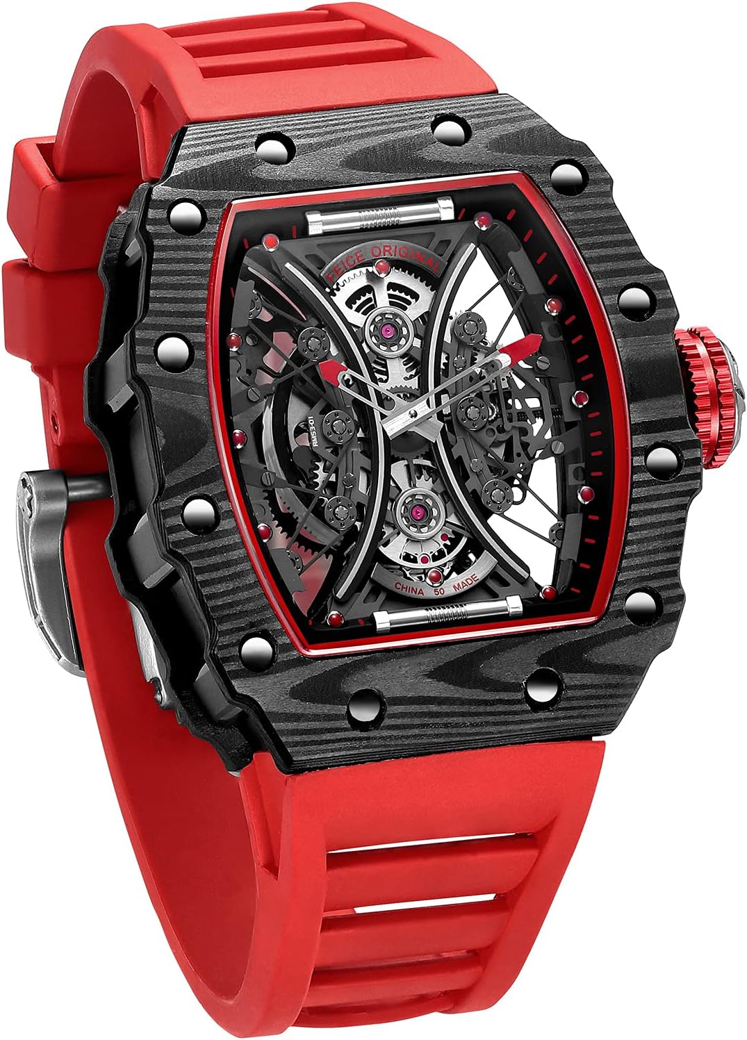 Watches for Men Automatic Skeleton Watch Waterproof Sapphire Crystal Japanese Movement Mens Wristwatch Anti Shock Business Watch FM602