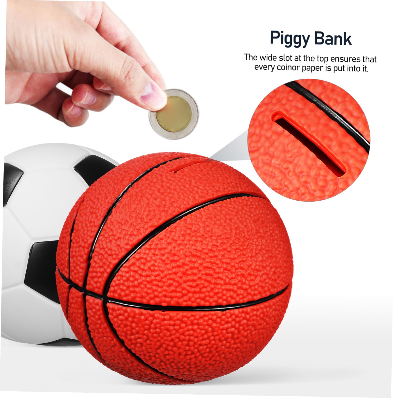 Salvadanaio Cartone 2 Pezzi Vinile Pallone Basket Calcio per Bambini | Regalo Compleanno, Decorazione Casa, Formato Piccolo Portatile, Due Modelli Sportivi, Stile Vivace