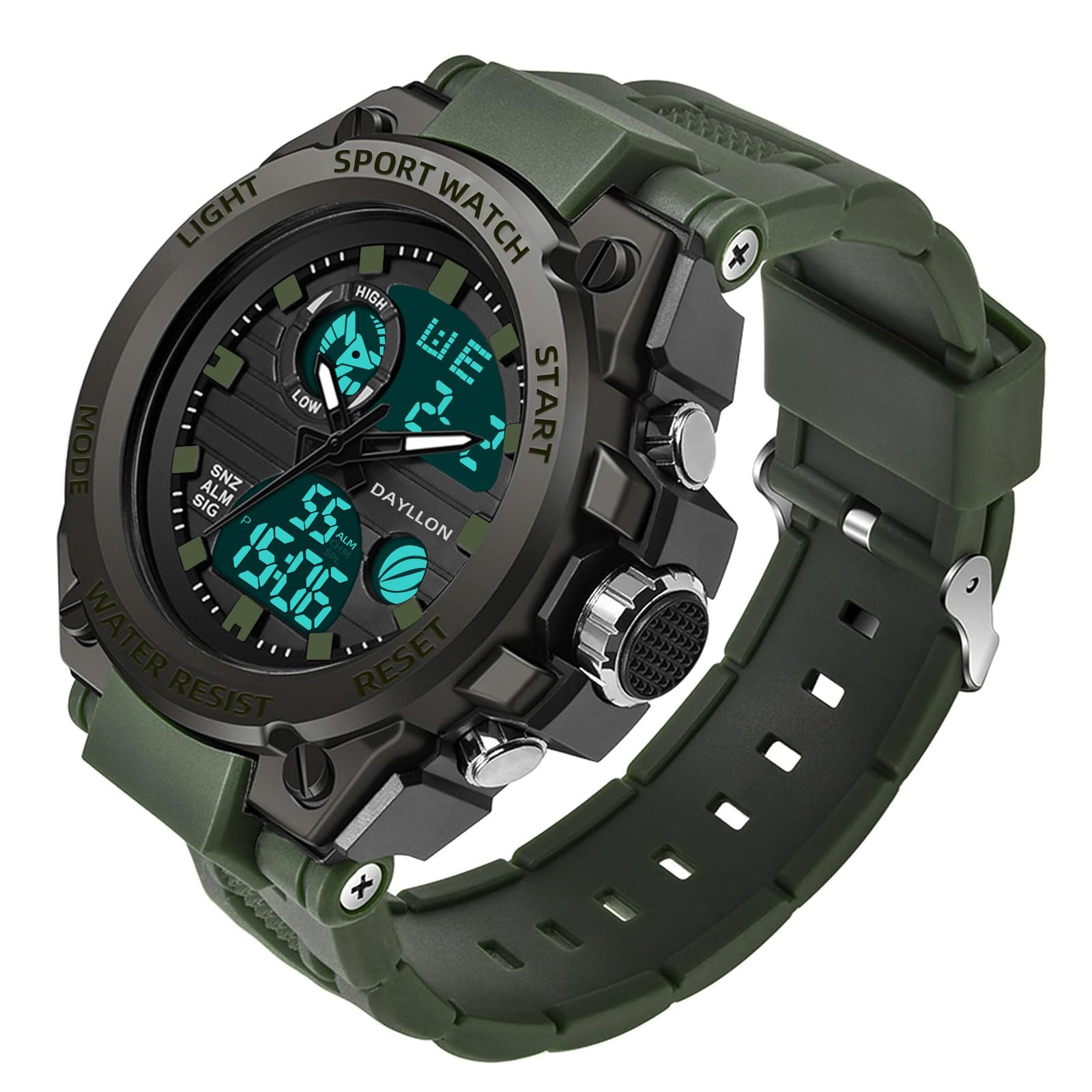 DayllonMens Watch Military Sports Outdoor Waterproof Watches for Men Date Multi Function Tactics Alarm Stopwatch Analog Watches
