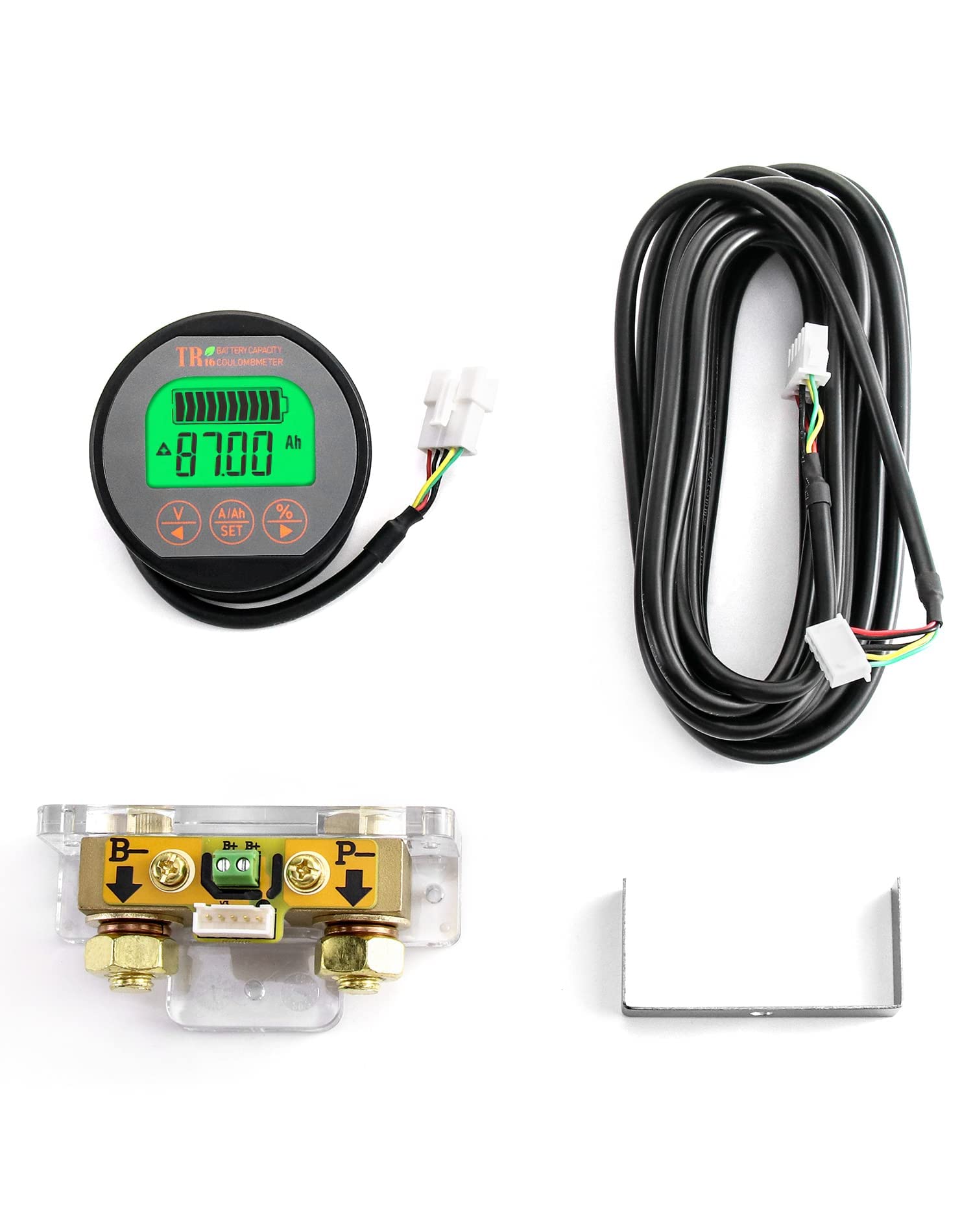 Qwork Black Qwork® Battery Monitor Voltmeter Ammeter, Voltage Range 8V-80V And Up To 500A, Voltage Current Meter With 13 Ft Custom Cable