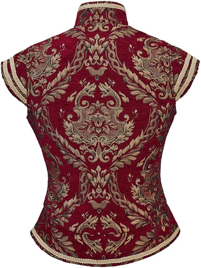 CosplayDiy Mens Tudor Vest Victorian Suit Vest Tudor Jerkin Gothic Steampunk Waistcoat - Image 5