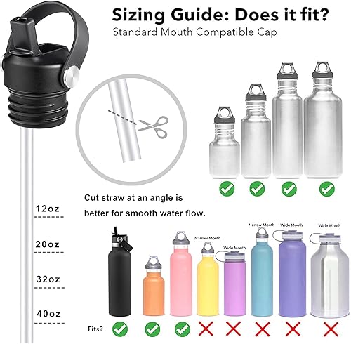 Miniatura 3 de Tapa de popote para boca estándar Hydro Flask, 21 24 onzas, tapa flexible deportiva, accesorios de botella de agua, tapa superior de repuesto