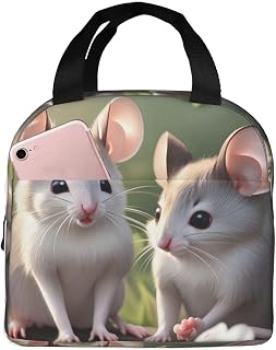 Mouse in Love Printed Lunch Bag - Suitable for Women, Nurses, Beach, Travel, Pool and Picnic Cooler Handheld Insulated Lunch Bag,