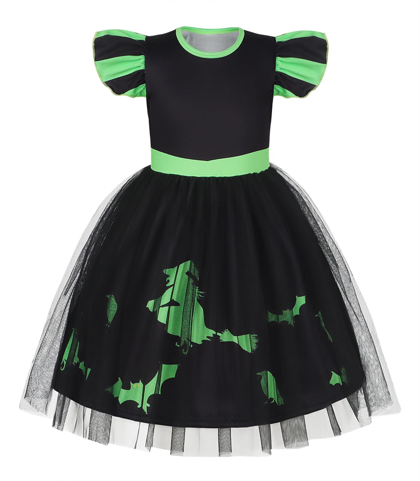 Marendyee Christmas Fancy Dress up Kids Magical Witch Costume Black Witches Cosplay World Book Day Costumes for Girls Children's Princess Dressing up Carnival Pretend Play Outfit 9-10 Years