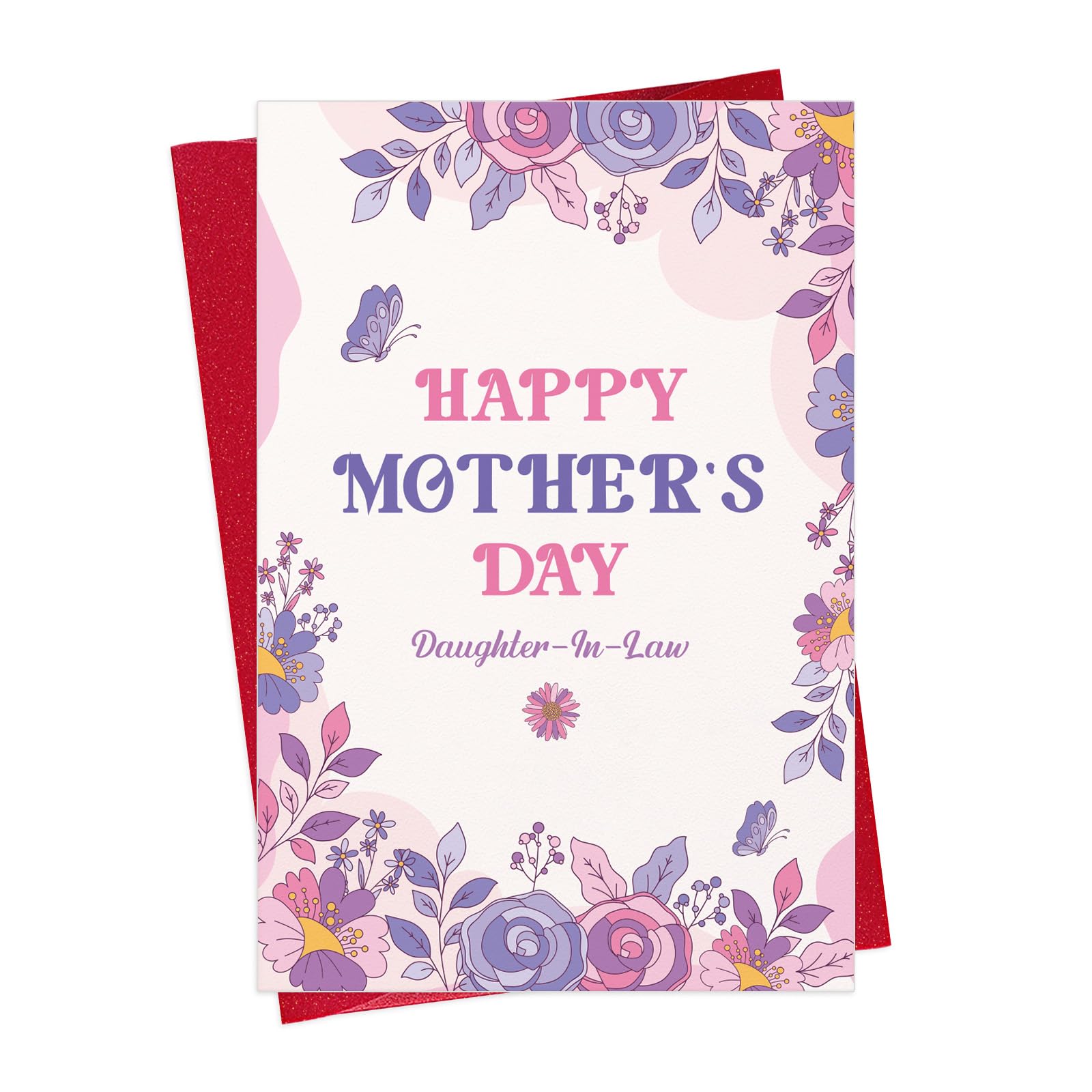 D24TIME Mother's Day Card for Daughter-In-Law - Sweet Floral Mothers Day Card Gift from Mom and Dad in law with Envelope 5.5x8