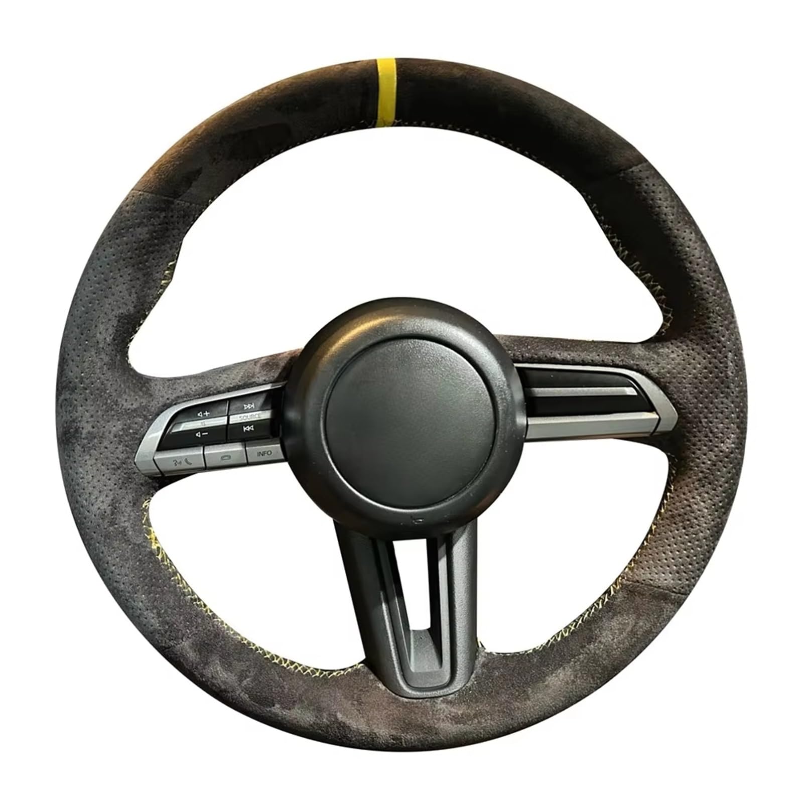 Lenkrad Abdeckung Für Mazda 3 Für Axela CX-30 MX-30 2019 2020 2021 2022 Auto Lenkrad Abdeckung Wrap Anti-Slip Wildleder Leder Lenkrad Geflecht Lenkrad Bezug(Black Thread)