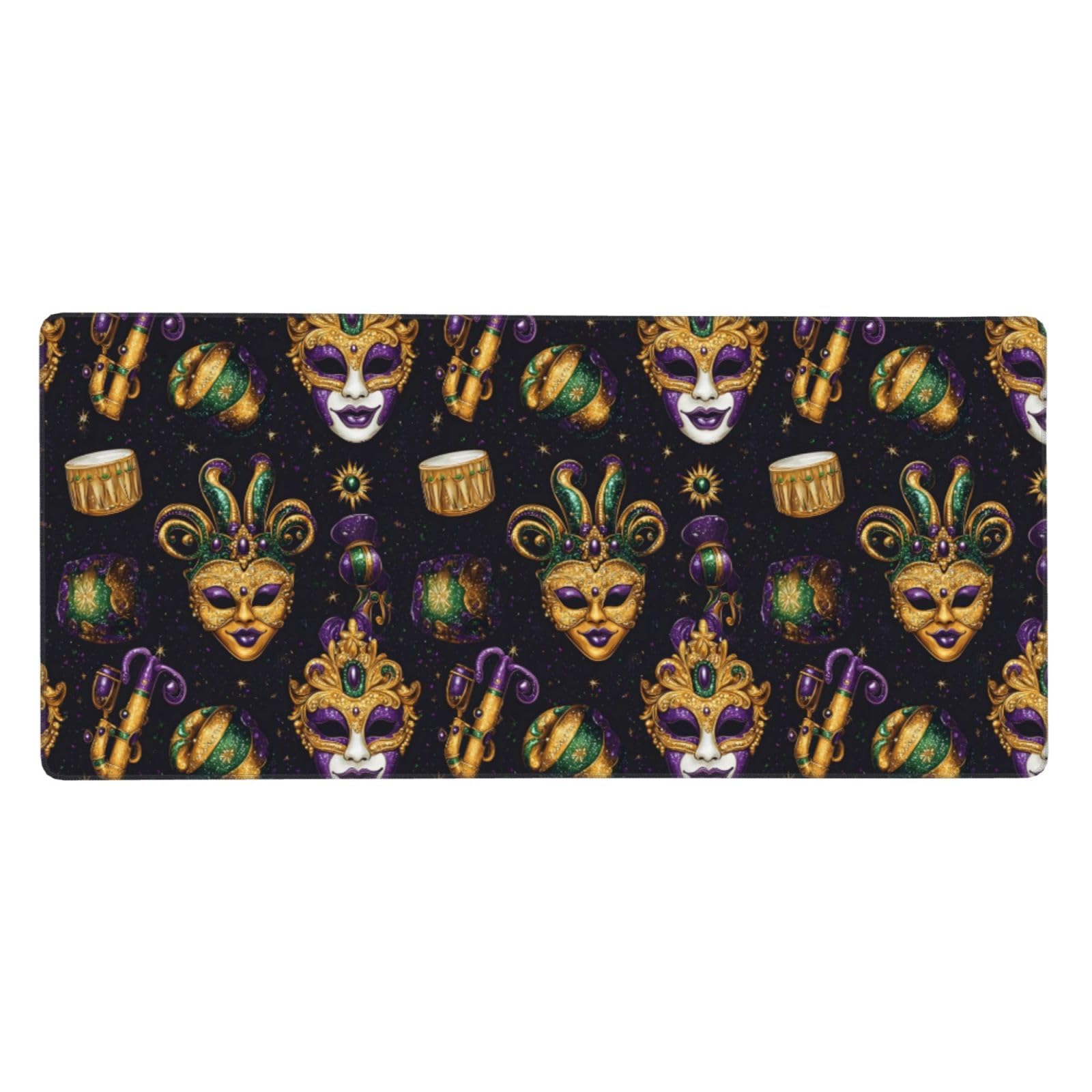 Tapis de souris de jeu grand format mascarade dorée et violette - 8