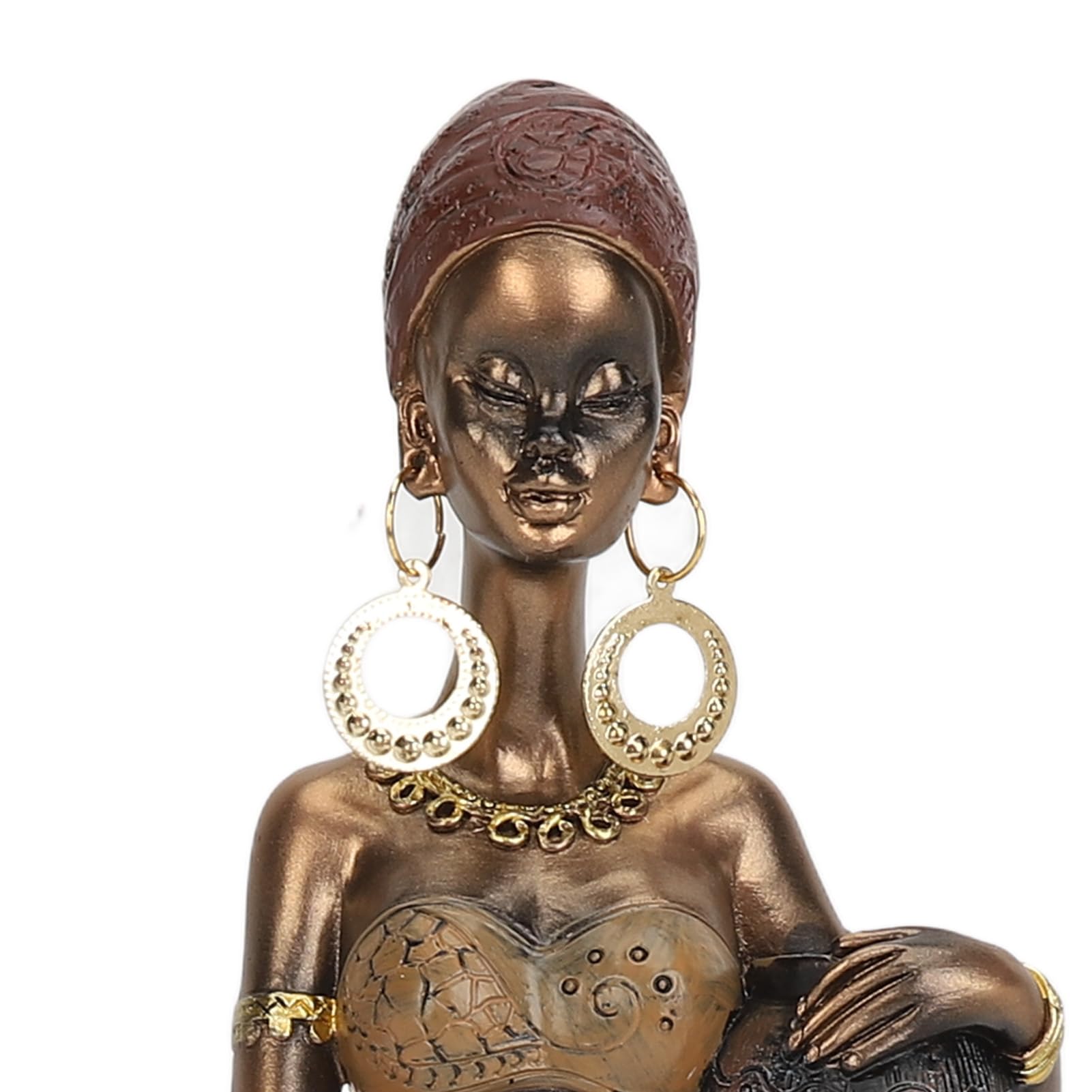 afrykańska kobieta statua ręcznie wykonana z żywicy plemienna figurka damy Vintage realistyczna tajemnicza afrykańska dama rzeźba na półkę na biurko (G04172A)