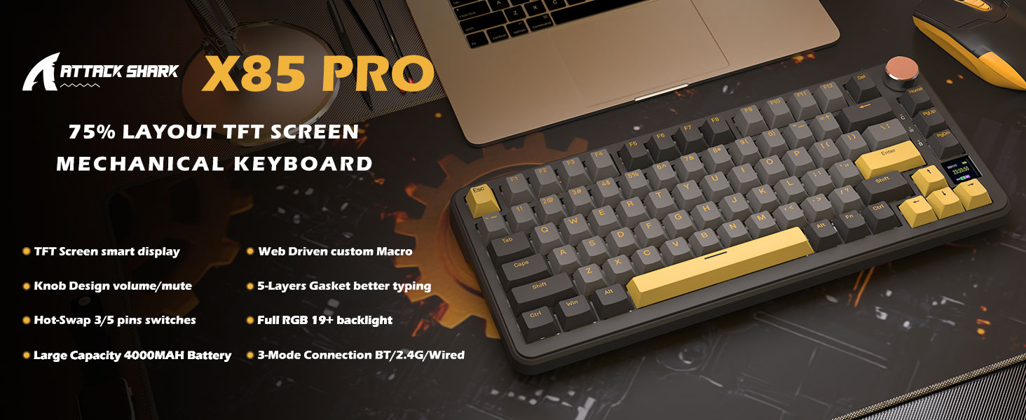Amazon.com: ATTACK SHARK X85 Pro 75% TKL Wireless Mechanical