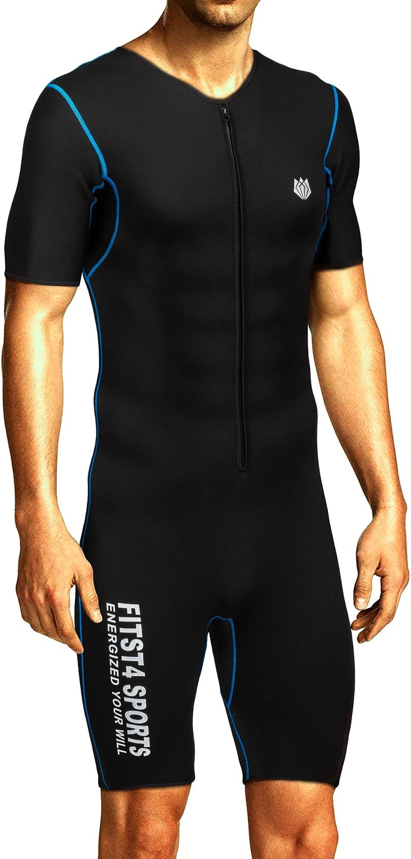 FitsT4 Mens Sauna Suit MMA Neoprene Sweat Shirt Short Sleeve for Fitness Gym Exercise