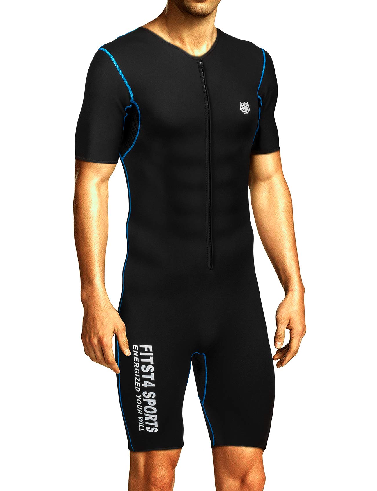 FitsT4 Mens Sauna Suit MMA Neoprene Sweat Shirt Short Sleeve for Fitness Gym Exercise