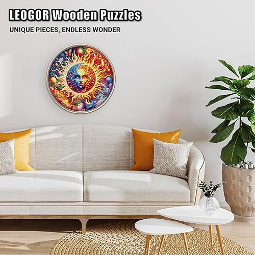 Miniatura 4 de LEOGOR Rompecabezas de madera para adultos  Enigma galáctico  Mosaico de madera redondo colorido con caprichos inspirados en la naturaleza  (200