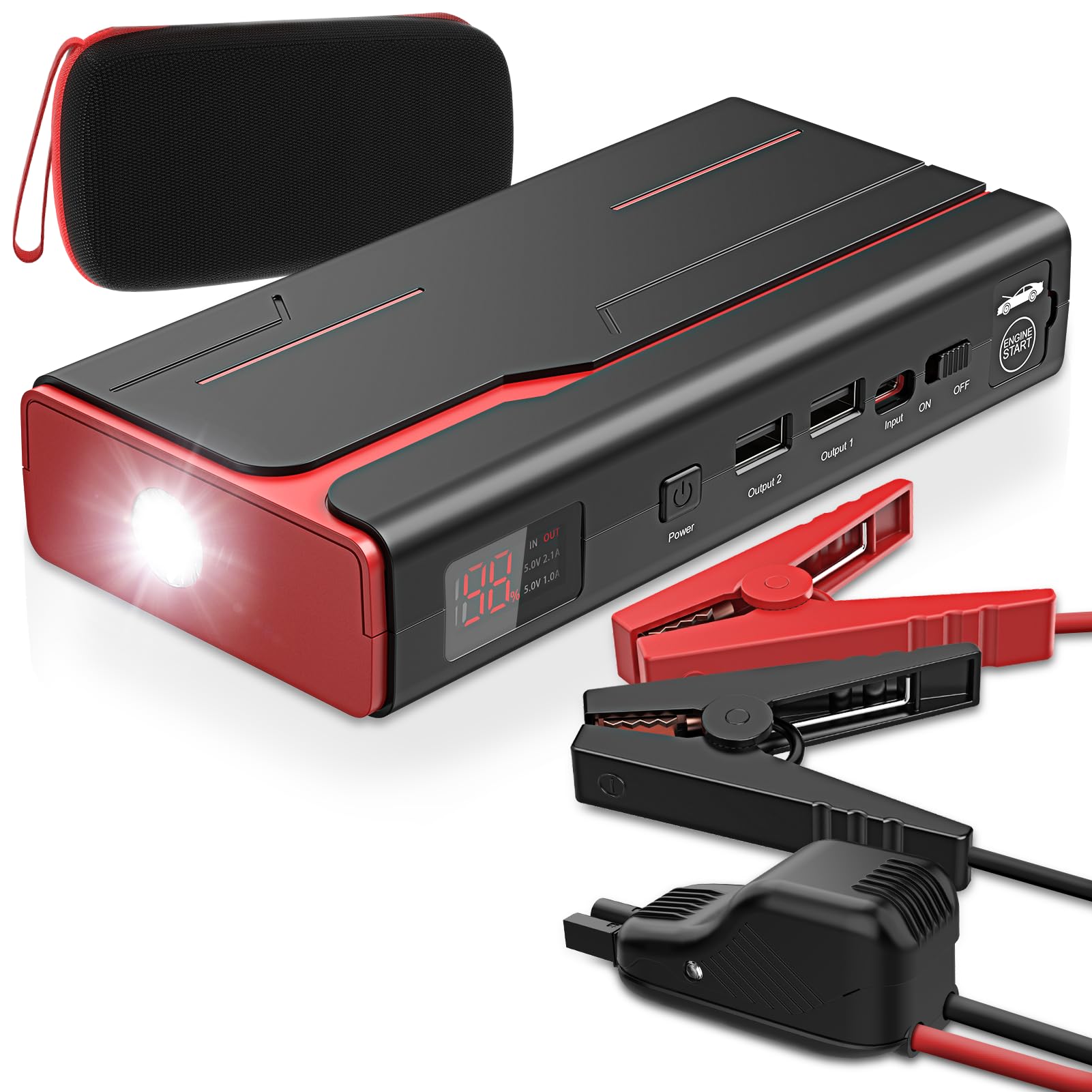 D29 1500A 12V Car Battery Jump Starter: Boost Your Car in Second, Portbale & Lightweight Jump Box-18000mAh Power Bank, Flashlight 3 in 1, 10 Safety Protections, Gifts Ideal for 8L Gas/6.5L Diesel