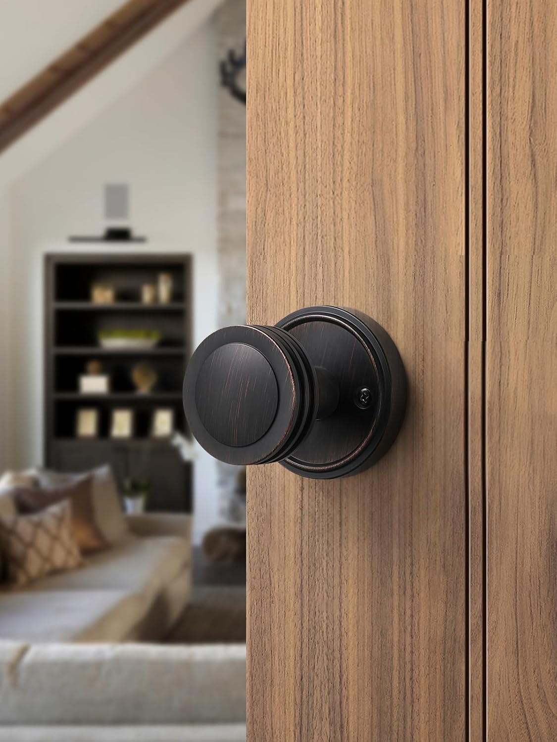 Passage Door Knobs Oil Rubbed Bronze Door Knob, Hall Closet Interior Pantry Vintage Door Knob, Zinc Alloy Door Knobs, 2 Pack