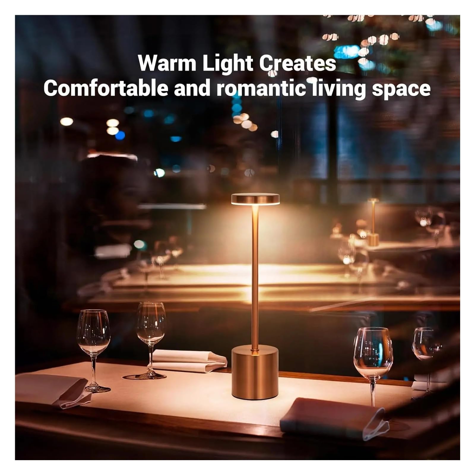 Lámpara LED de mesa con Sensor táctil, luz nocturna recargable de escritorio, lámpara de lectura for restaurante, Hotel, Bar, dormitorio, decoración