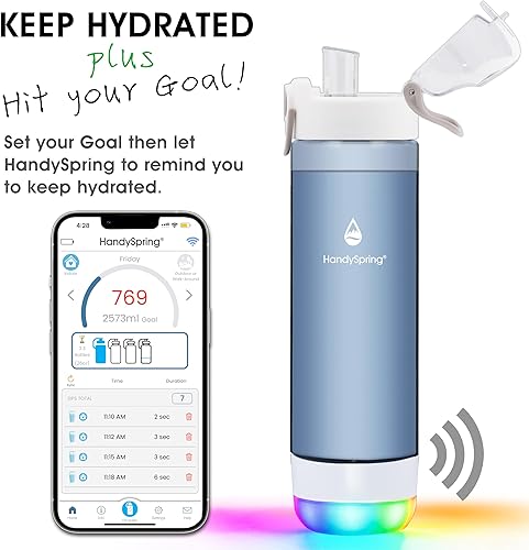 Miniatura 9 de Botella de agua inteligente con recordatorio para beber agua, luces y sonido, rastreador de ingesta de agua, recargable, plástico Tritan con