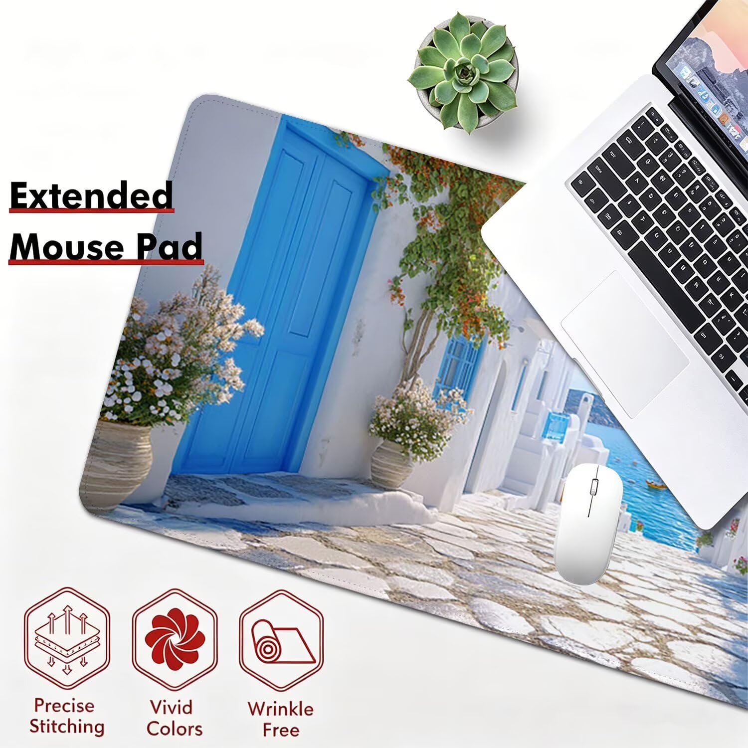 Tappetino Mouse Gaming XXL 1200x600x4mm spiaggia piccola città 0x0-199 | Tappetino Scrivania con Base in Gomma Antiscivolo Bordi Cuciti per Computer, PC, Migliora la Precisione e la Velocità