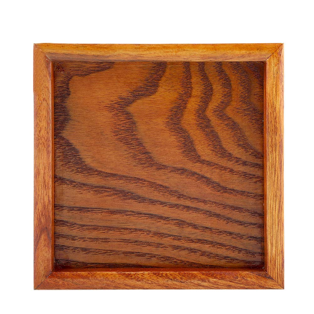 Wood Tray, Wooden Food Serving Square Solid Wood Tea Tray Wooden Tea Serving Handcrafted Decorative for Coffee Snacks Breakfast Dinner (12.5 * 12.5cm)