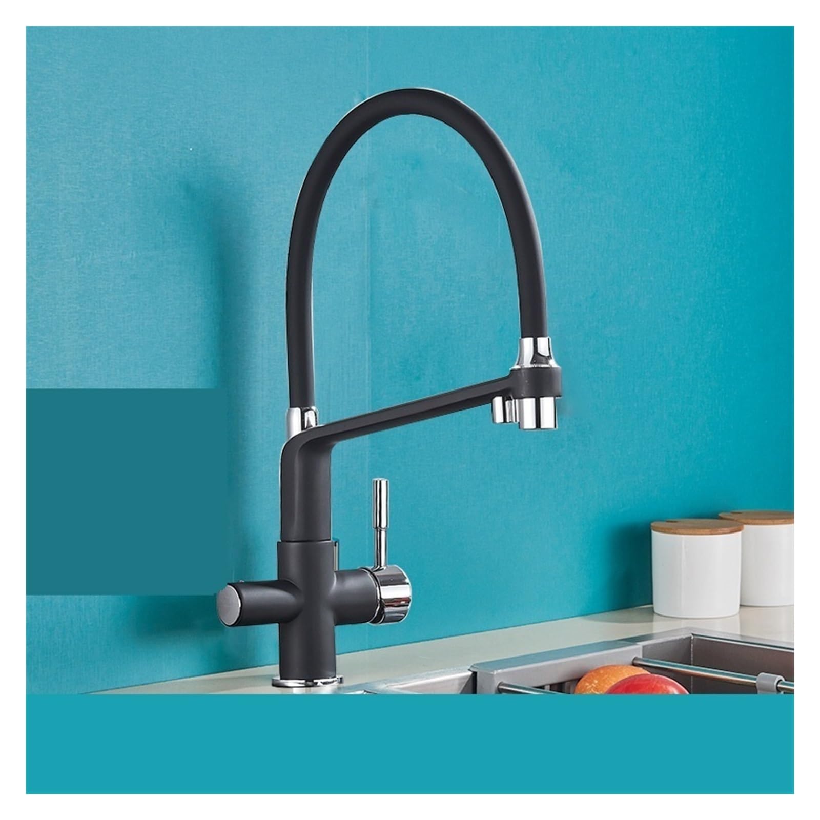 Aycdl Type A Black White Filtered Kitchen Faucets Pull Out 360 Rotation Mixer Tap Pure Water Crane For Kitchen Filtered Water Taps,-Black Chrome-A