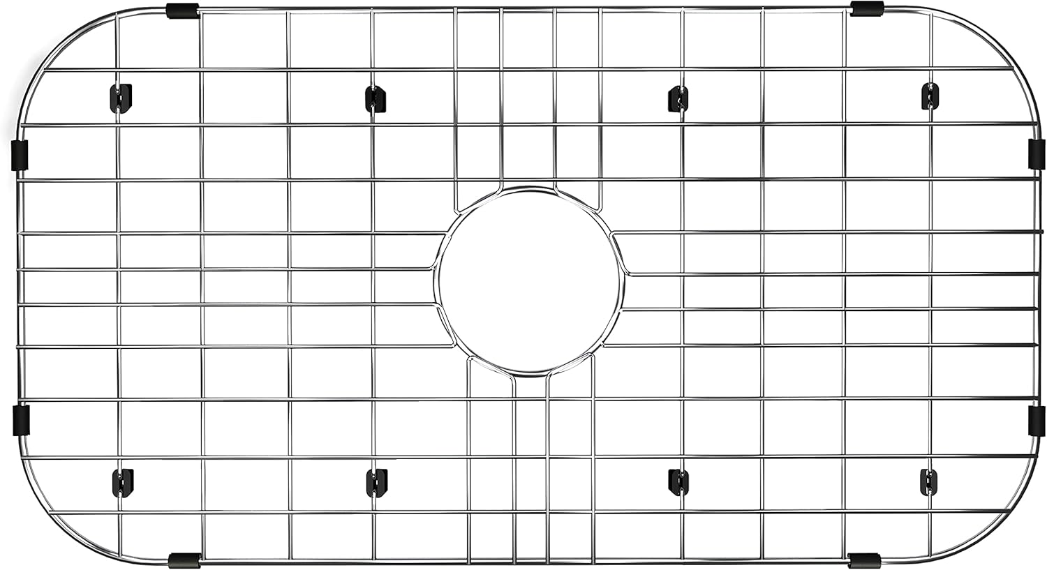 Sink Grid 26 inches x 14 18 W, grate Centered Drain with Corner Radius 3-12 inches, Stainless Steel kitchen protector, rack for bottom of sink, accessories, Large