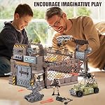 Fisca Jouets militaires Set Base militaire Playset Armée Hommes Soldats Figures d'action Véhicules militaires Équipement d'armes Jeu de modèles militaires pour enfants 3+ Année
