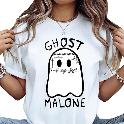 Ghost Shirt For Women And Men, Malone Halloween Shirt, Ghoul Face Tshirt, Spooky Halloween Costumes, Fall Christmas Clothes, Always Tired Graphic