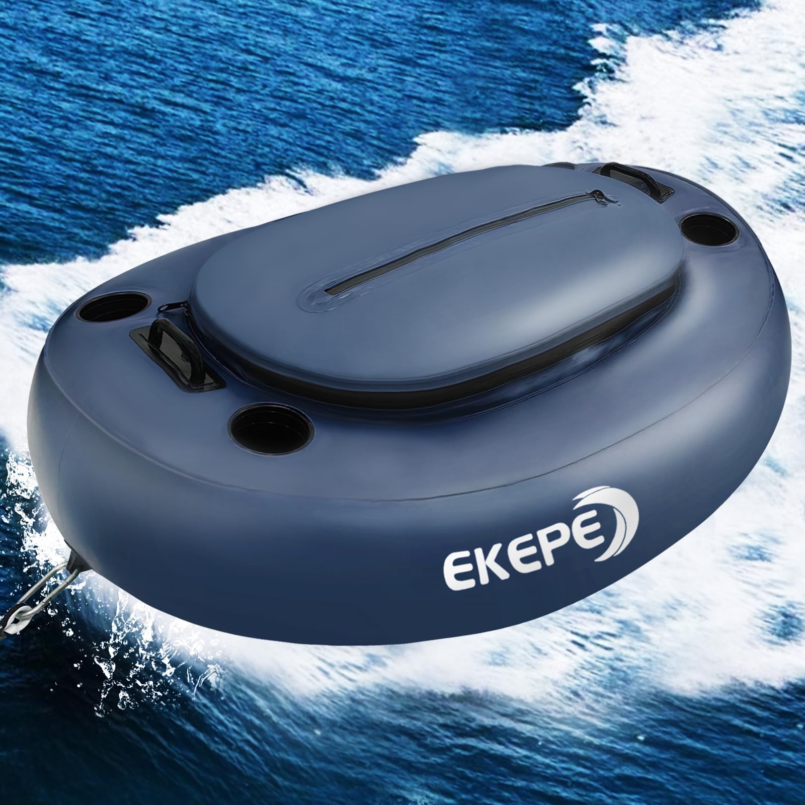 EKEPE Inflatable Kayak Floating Cooler, 40 QT - River Cooler Float with Tow Rope for Kayaking & Boating, Heavy Duty PVC Dry Storage Vessel Built in Four Cup Holder for Outdoor Enthusiasts