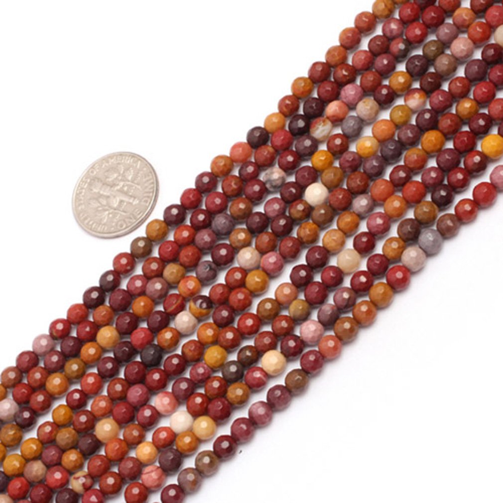 4mm Round Faceted Gemstone Mookaite Jasper Beads Strand 15 Inch Jewelry Making Beads