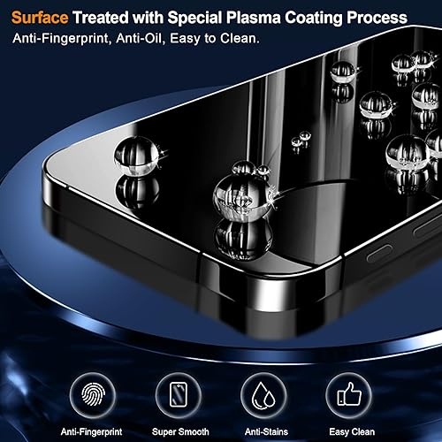 Miniatura 4 de QHOHQ Paquete de 3 protectores de pantalla para iPhone 15 [6.1 pulgadas] con 3 protectores de lente de cámara, película de vidrio templado,