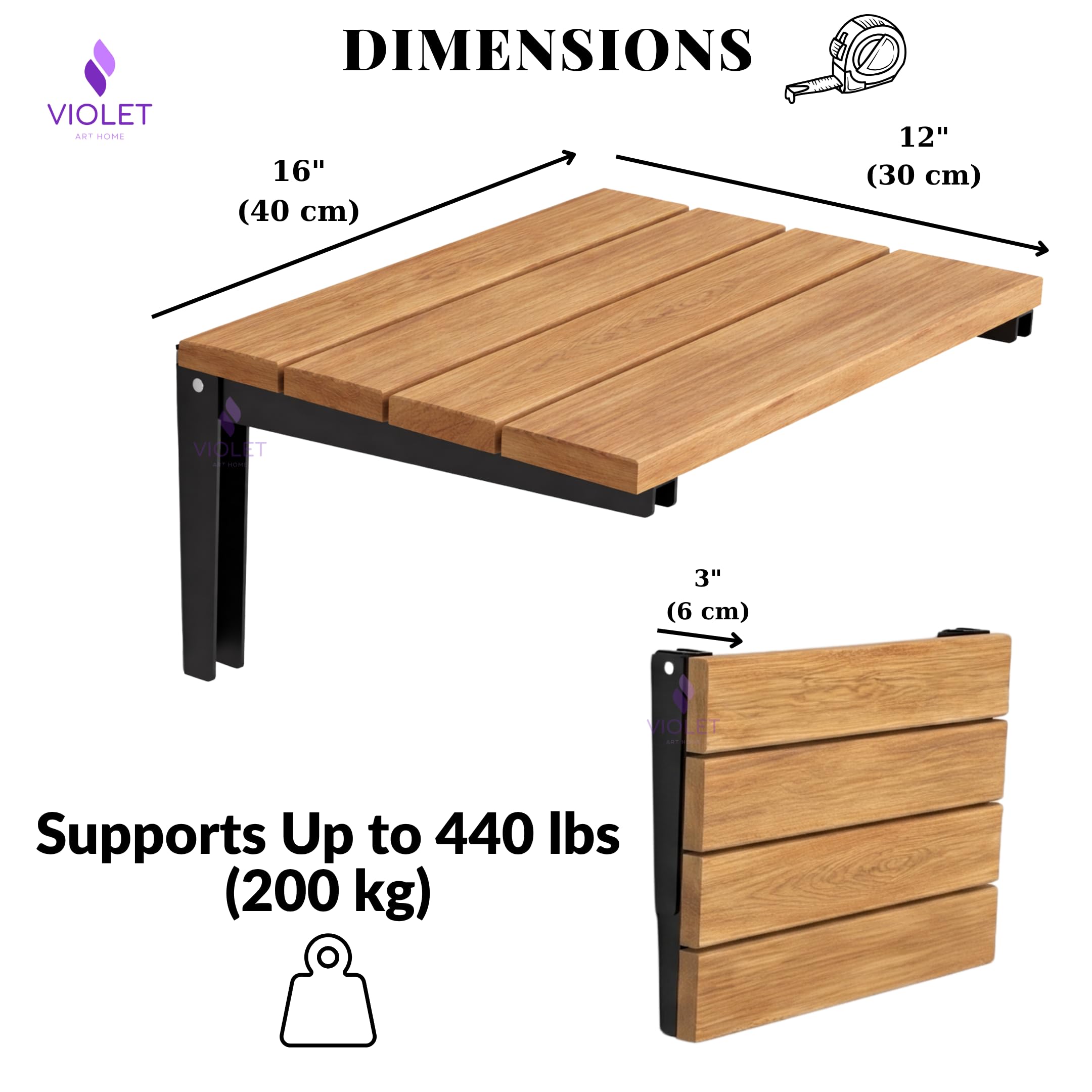Asiento de ducha plegable de madera de teca maciza natural, banco de ducha plegable, taburete de ducha plegable montado en la pared, asiento de ducha interior para personas mayores, discapacitadas